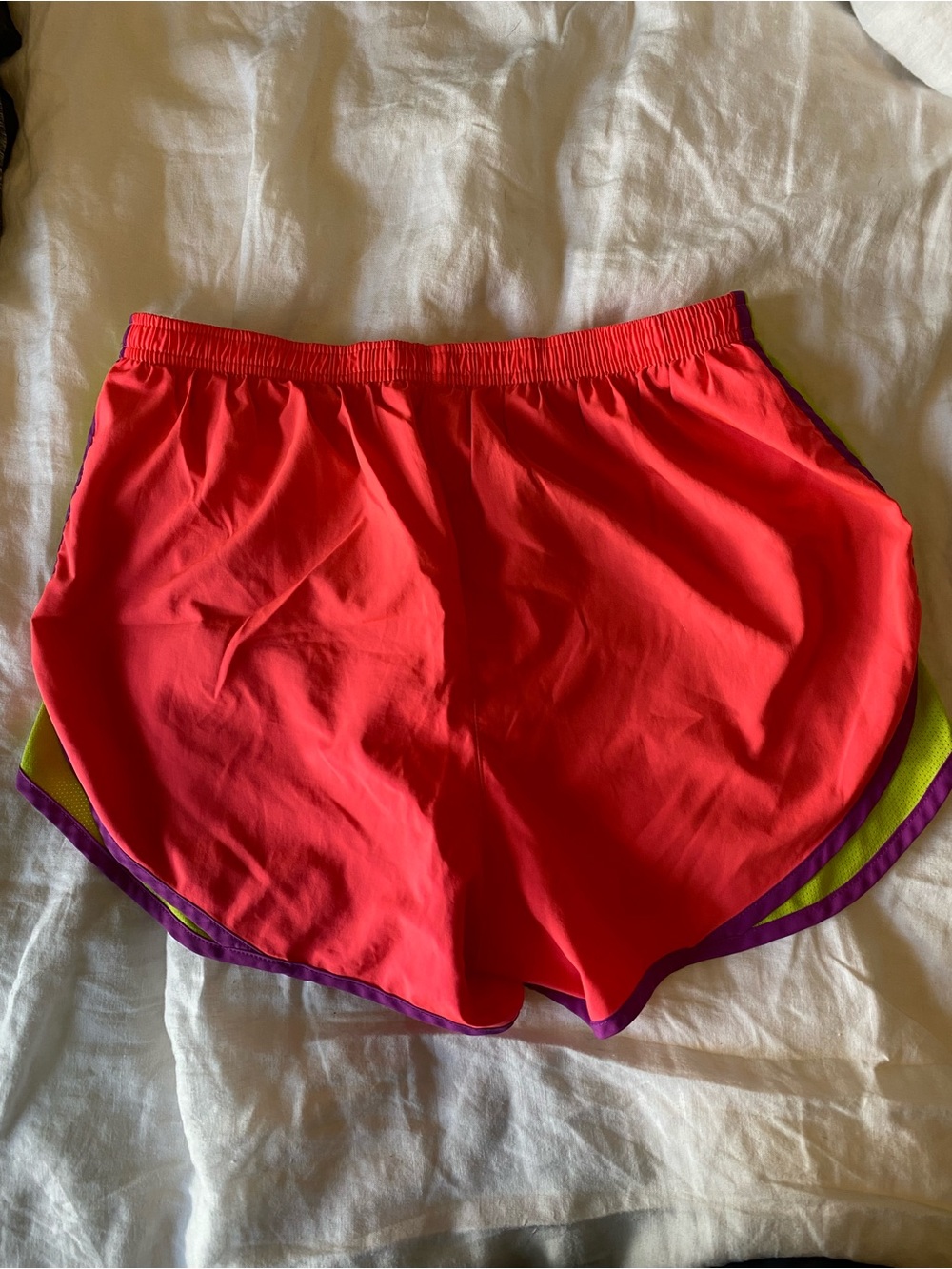 Nike Women’s Neon Running Shorts with Lime & Purple Trim - Picture 2 of 3